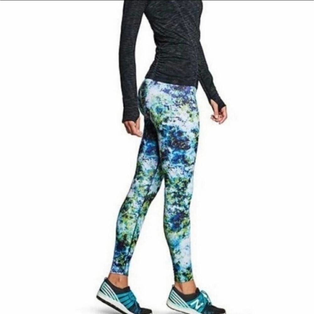 ATHLETA Blue Green Hypersonic Sonar Full Length Leggings Abstract Sporty Chic - Picture 1 of 12